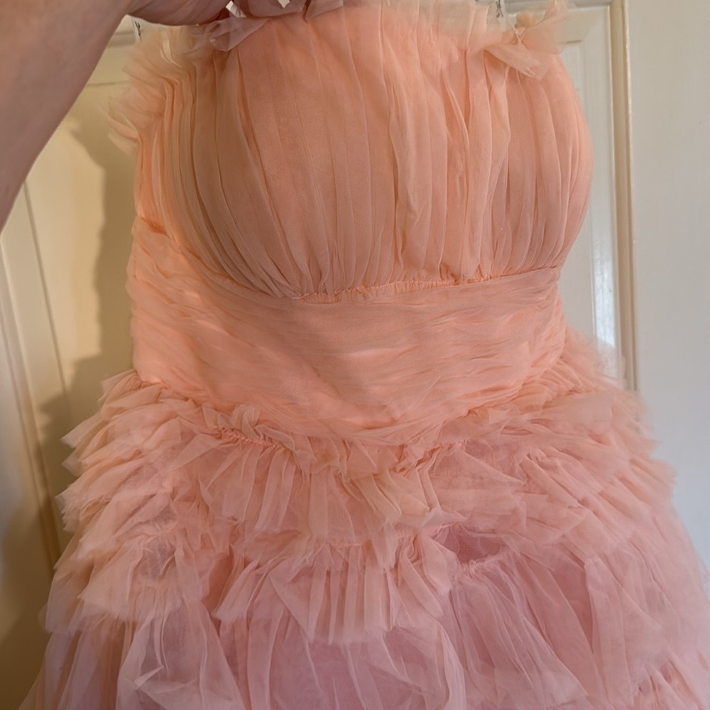 MAC DUGGAL
Pink Strapless Tulle Ruffle Gown Anthropologie - Picture 8 of 17